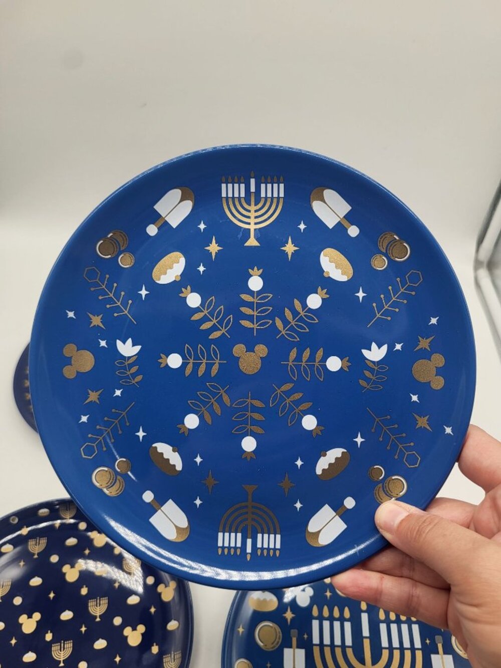 Disney Parks Hanukkah Holiday Plates Blue Set of 4 Mickey Mouse Salad Dessert - Picture 5 of 8